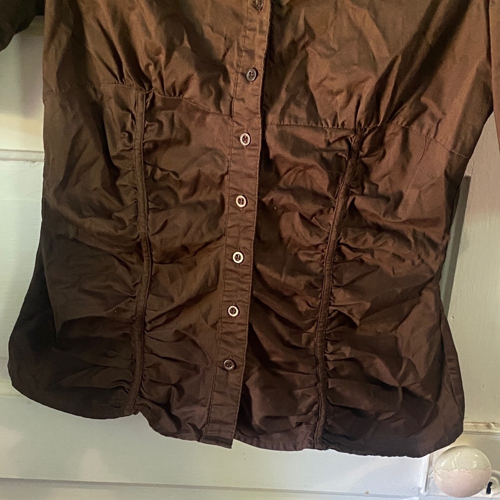 Y2K Rouched Button-Up Blouse - Picture 2 of 6